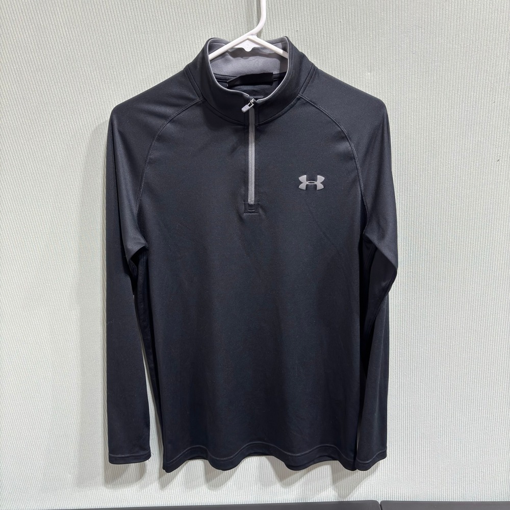 Under Armour HeatGear Black 1/2 Zip Long Sleeve Athletic Shirt SM - Picture 1 of 8